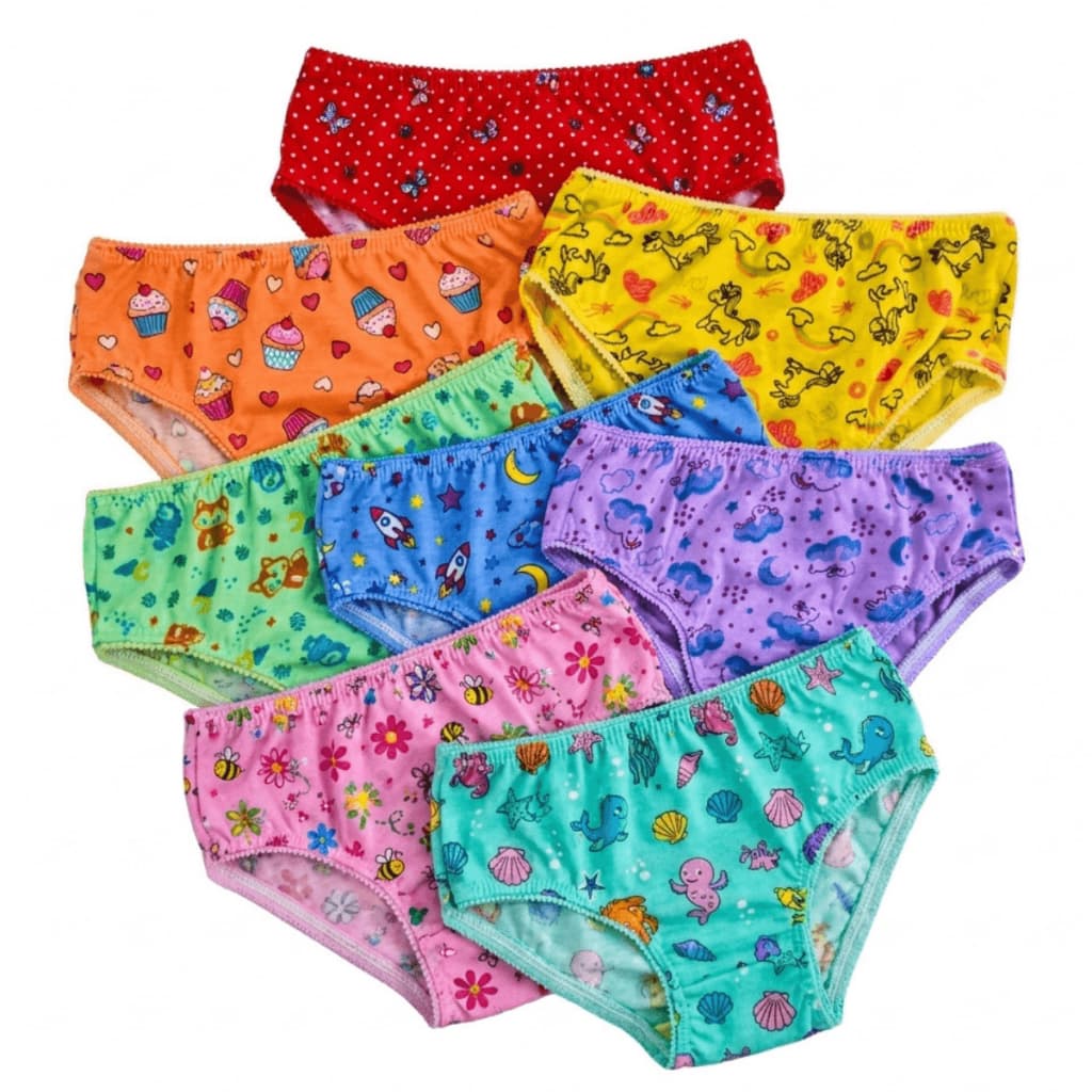 Kit 10 Calcinhas Infantil Menina Ideal para o dia a dia Super Conforto uso diário Estampas Sortidas