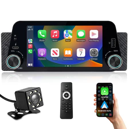 【Frete Rápido】Central Multimídia 1 Din de 5 Polegadas com CarPlay e Android Auto Sem Fio