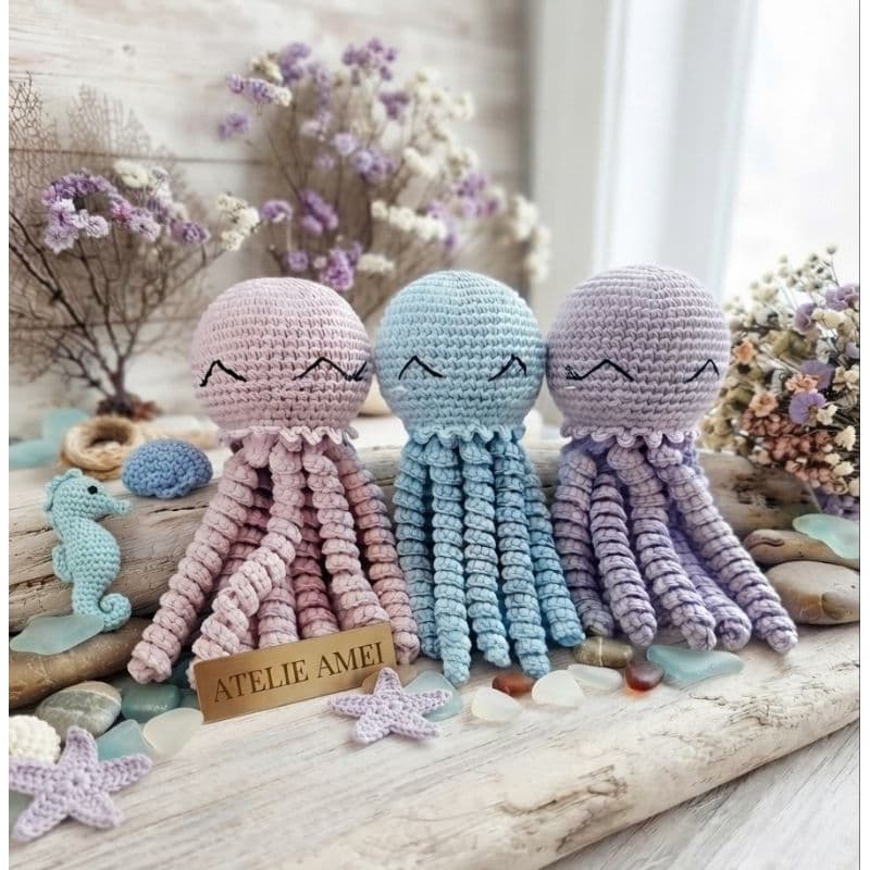 Polvo De Crochê Amigurumi Terapêutico Para Bebê Recém Nascido Naninha Segurança