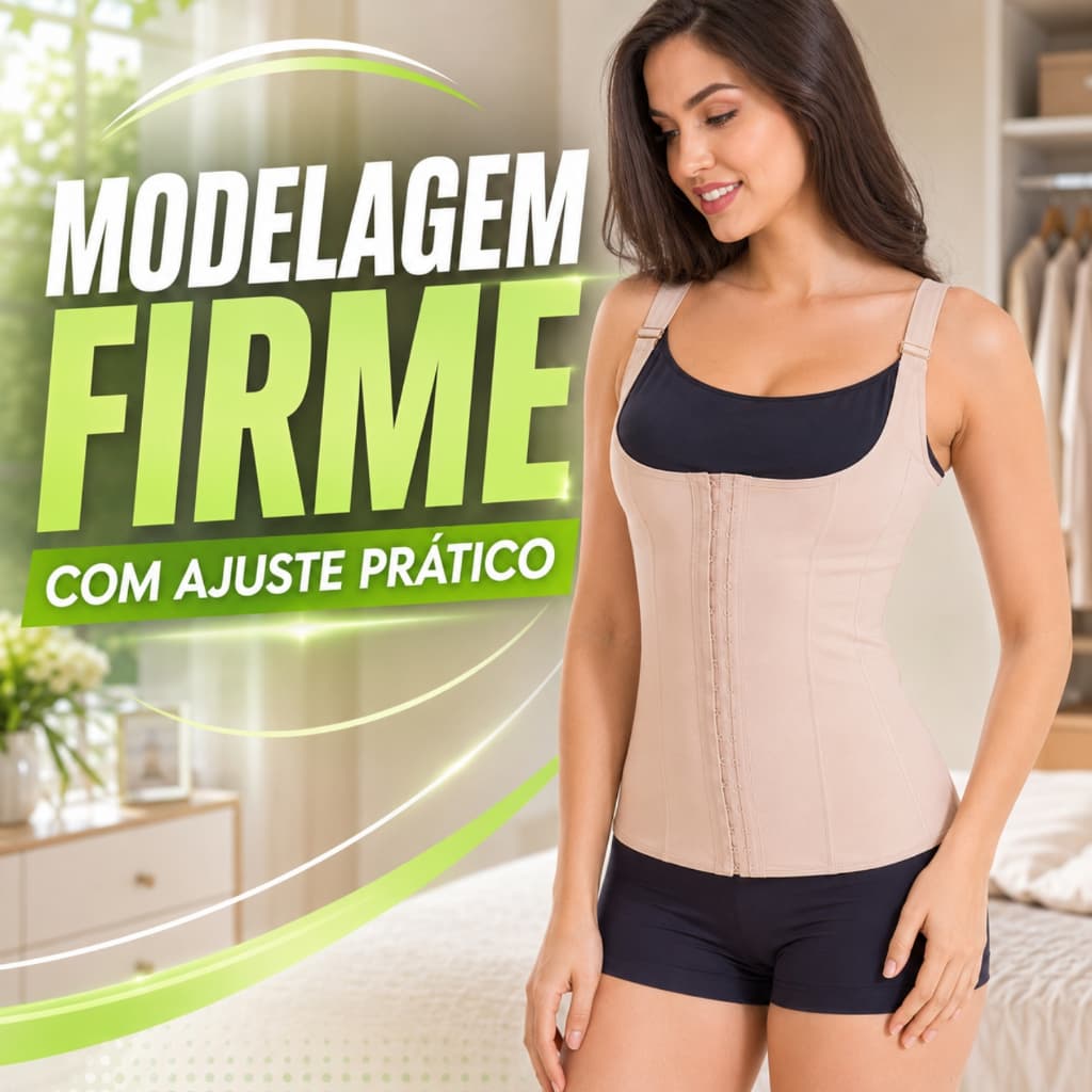 Cinta Modeladora Feminina Esbelt 431 Original Corselet Abdominal Emborrachado com Alças e Barbatanas