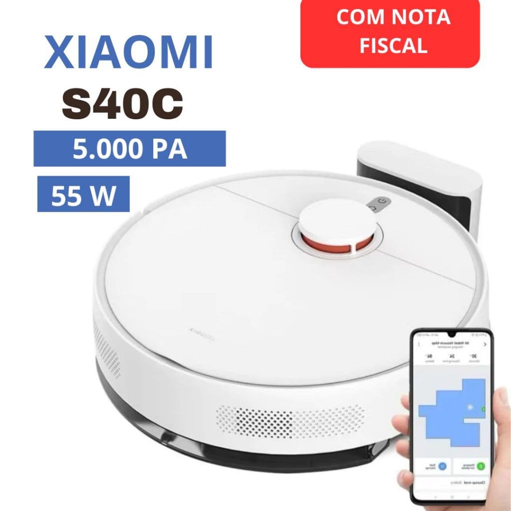 Robô Aspirador S40c 5000Pa Inteligente WiFi Mapeamento Aspira Passa Pano Casa Limpa