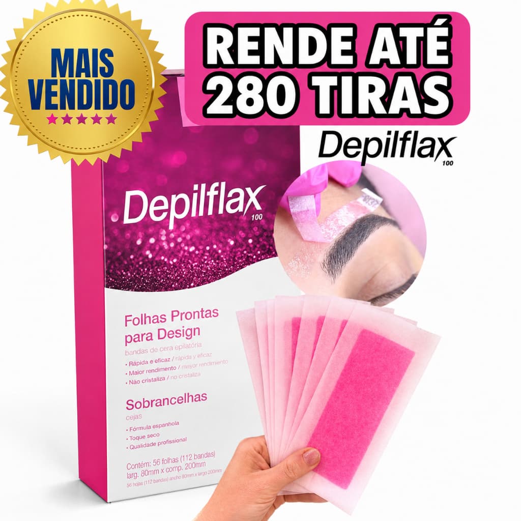 Cera Pronta Sobrancelhas Buço Rosa Mosqueta Depilflax rende 280 tiras de de cera 1cm depilação
