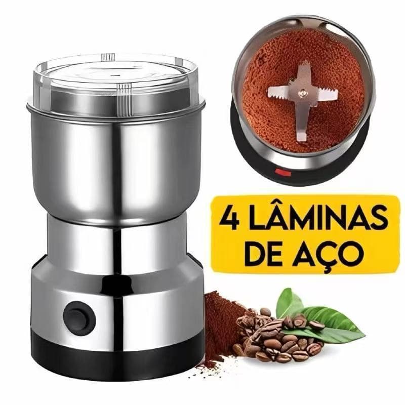 Moedor de Café e Especiarias Elétrico 220V/110V 4 Lâminas Aço Inox Triturador Doméstico