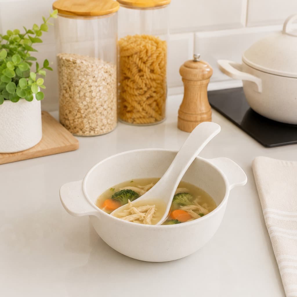 Kit Alimentação Infantil Bowl Com Colher Tigela Ecológica Bebê