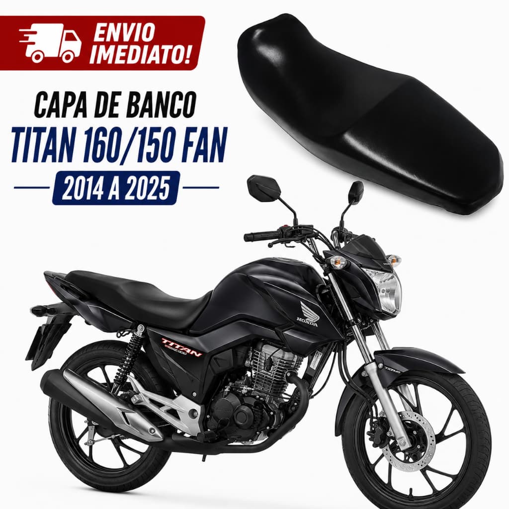 Capa Banco Moto Honda CG Titan 160/150 Fan 2014 A 2025 Preta Padrão Original