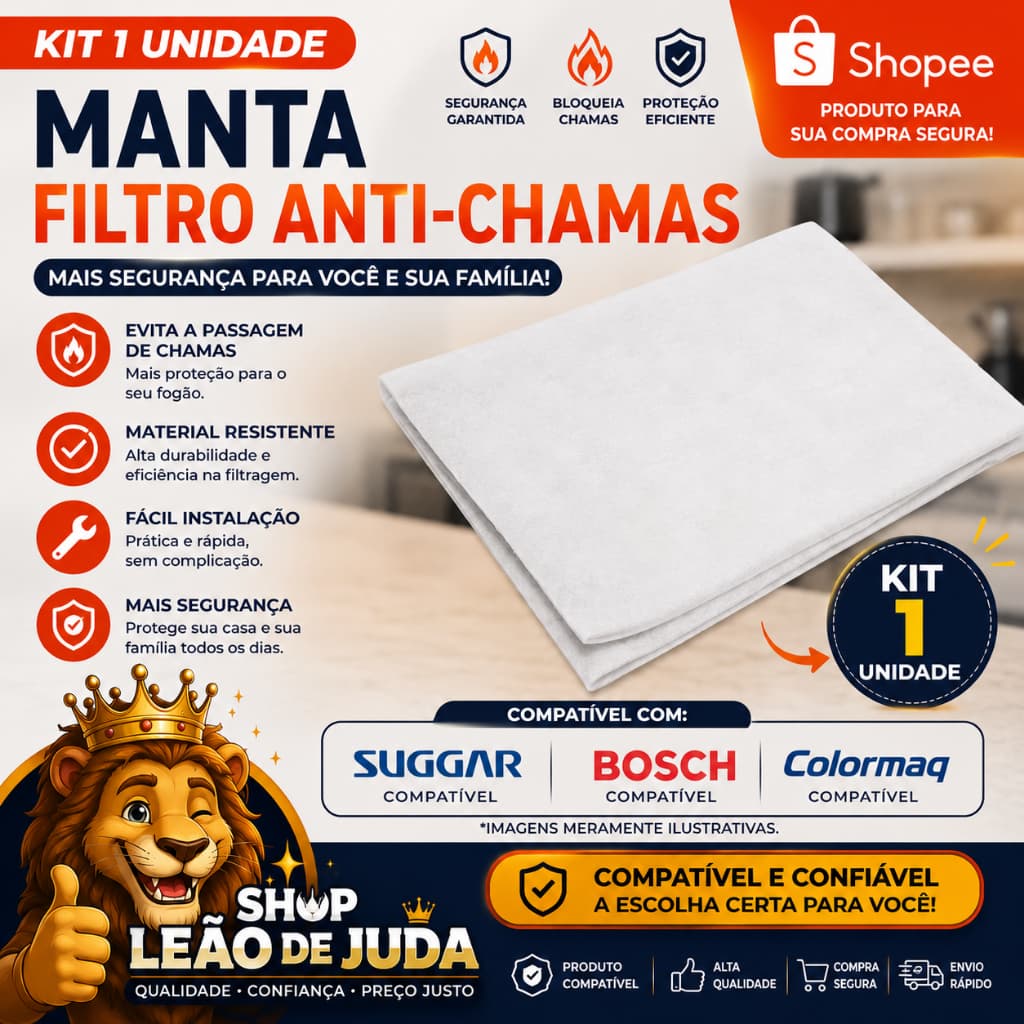 Kit Filtro Manta Exaustor E Depurador Universal Compatível Suggar Colormaq 80x60 Manta De Gordura Grossa Anti-Chamas