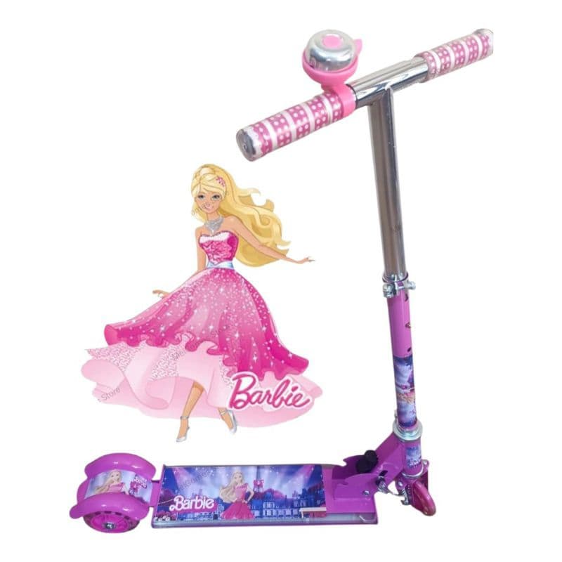 Patinete 🛴 Infantil Dobrável Metal Musical com luz 🚥 de LED Barbie