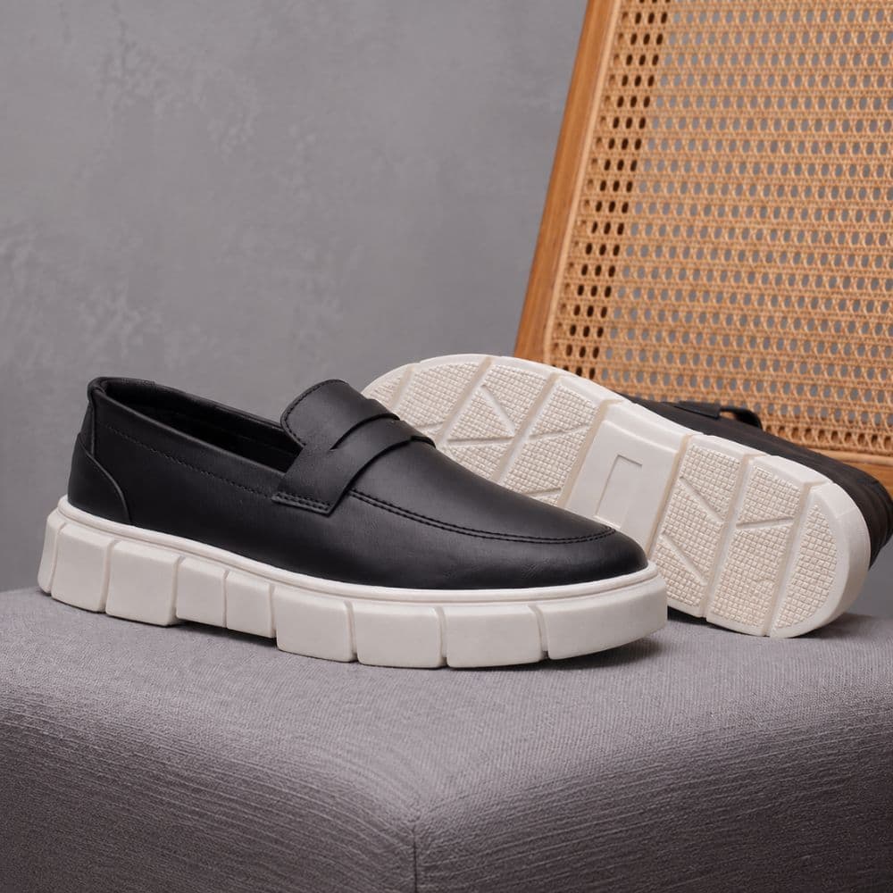 Sapato Oxford Masculino Loafer Mocassim Broge Sola Alta Moderno Premium Costurado