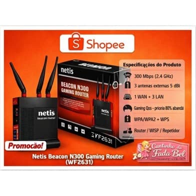 Roteador Gamer Netis Beacon N300