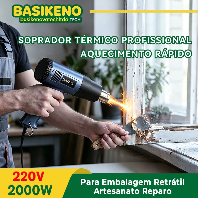 (Aquecimento Rápido)Soprador Térmico Pistola Ar Quente 3 Estágios 2000w Profissional Ergonômico Artesanato Moldagem DIY
