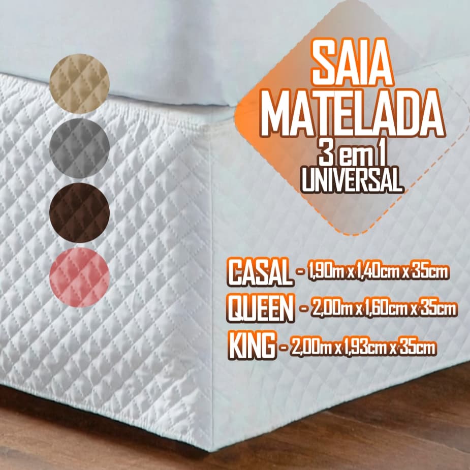 Saia 3 Em 1 Com Regulagem Ajustável Cabeceira Cama Box Matelada Colchobox Casal Queen King