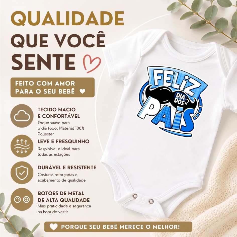 Body Infantil personalizado Dia dos Pais Presente Bebê