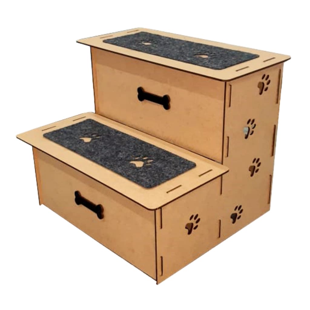 Escada Pet 2 degraus 30cm escadinha cachorro gato carpete antiderrapante subir sofá e cama