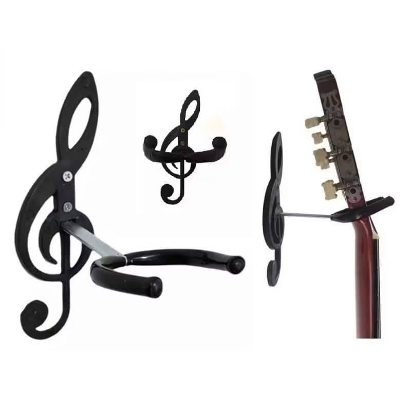 Suporte de Parede Violão Ukulele Baixo Guitarra Clave de Sol Parafusos e Buchas Incluso