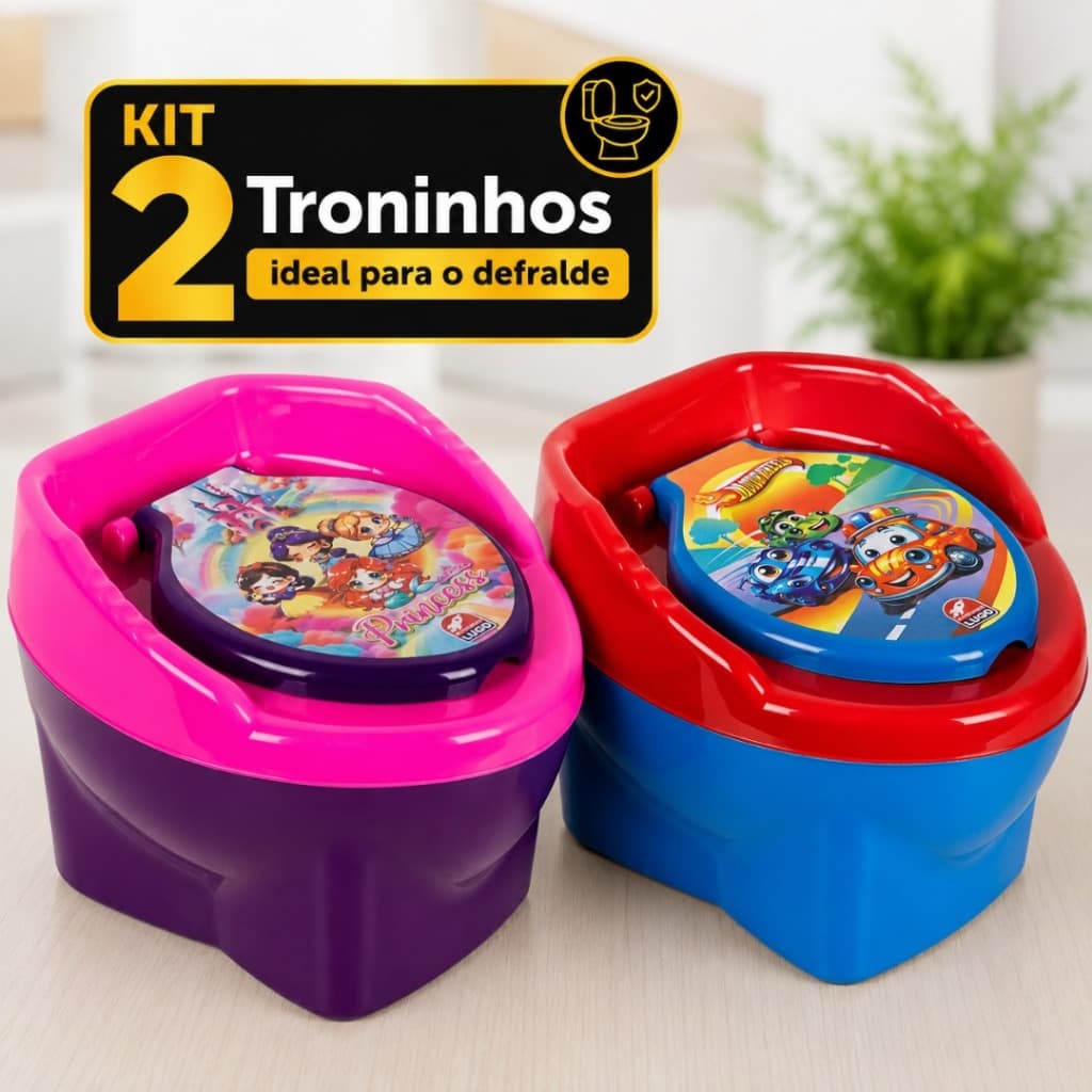 Kit 2 Troninhos 3 em 1 Menino Menina Redutor de Acento Desfralde Educativo