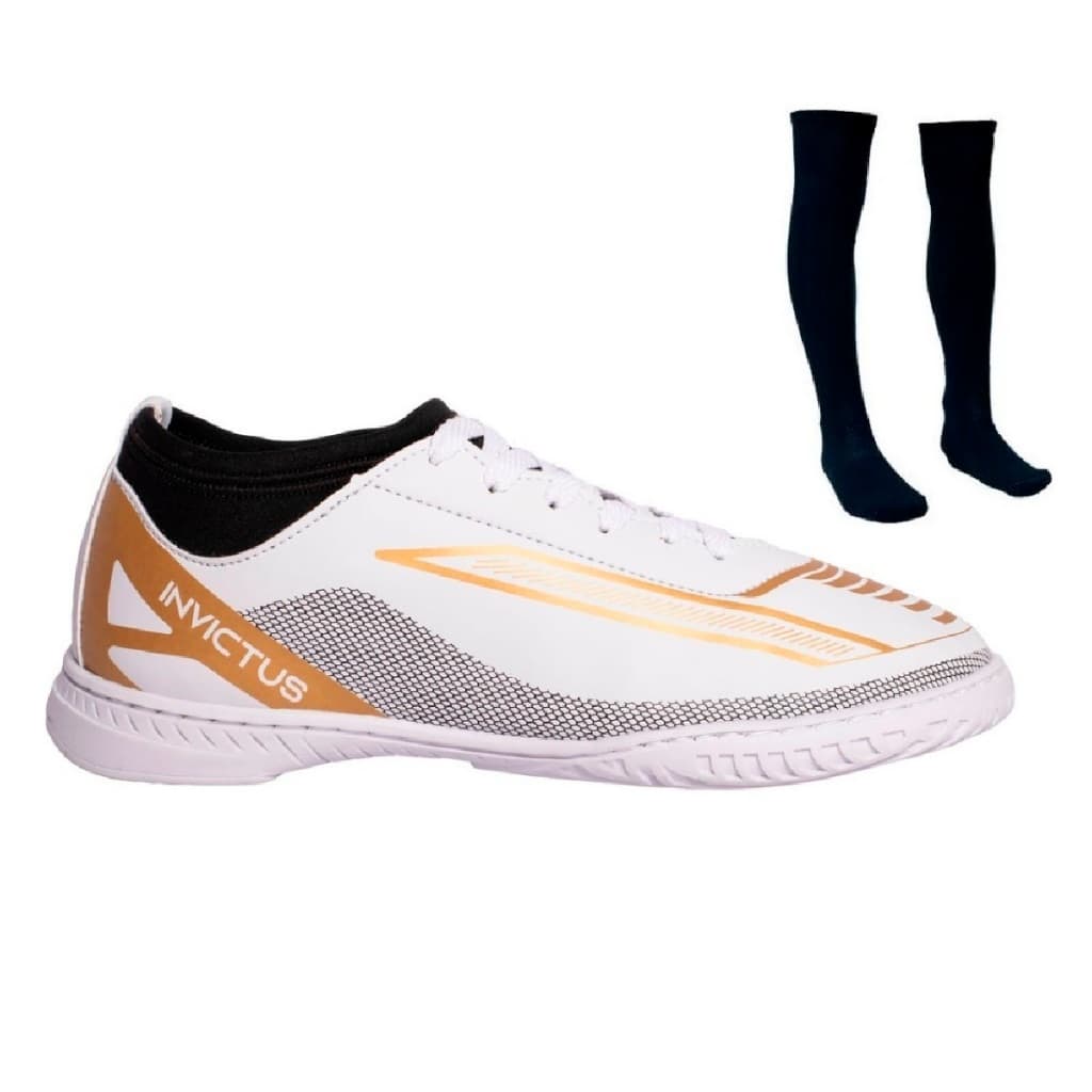 Chuteira Futsal Quadra Invictus Cano Médio Alta Performance Original Uzze + Meião