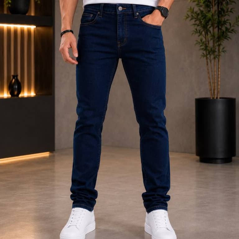 calça jeans masculina larga escura