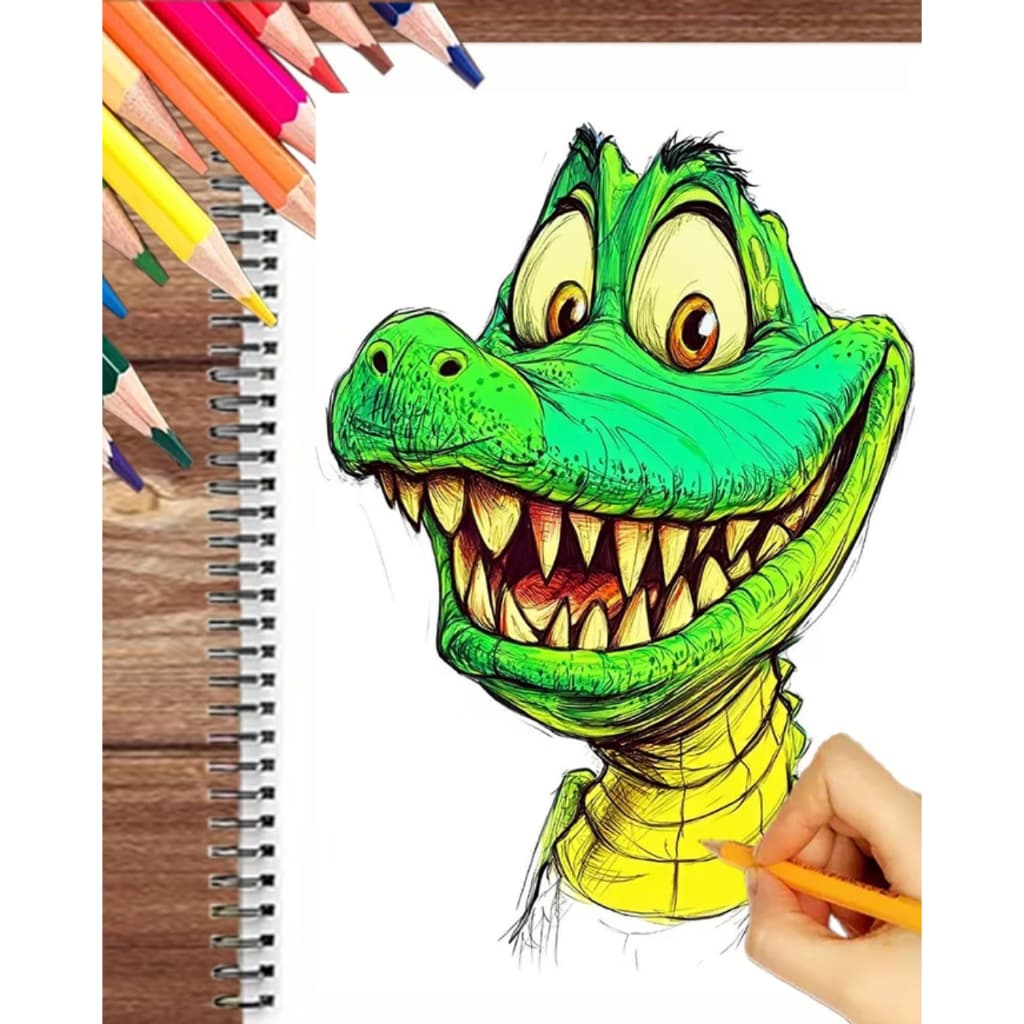 Caderno Expressões Animais, Livro de Colorir Arte para Adultos - Desenhos de Crocodilos, Ursos, Tartarugas, Cães, Gatos