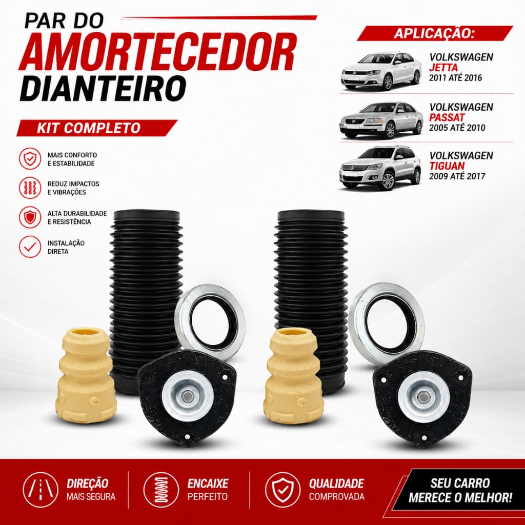 Par Kit do amortecedor dianteiro Jetta 2011 até 2016/ Passat 2005 até 2010 /Tiguan 2009 até 2017