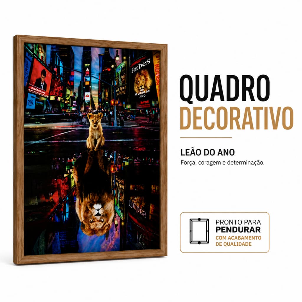 Quadro Decorativo Leão do Ano 60x90 cm | Moldurado Premium