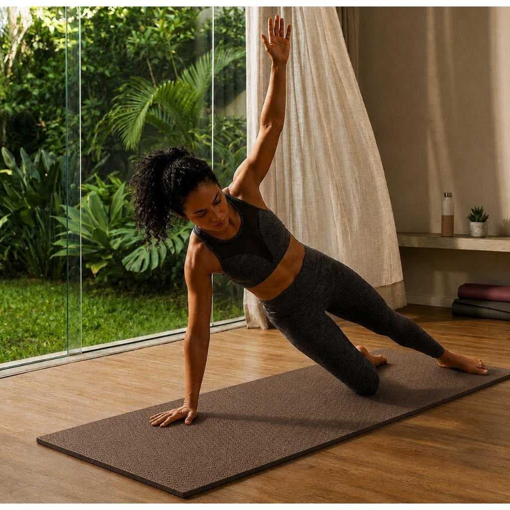 2 Colchonetes Marrom Fitness Antiderrapante Alta Densidade para Yoga, Pilates, Academia, Alongamento, Exercício