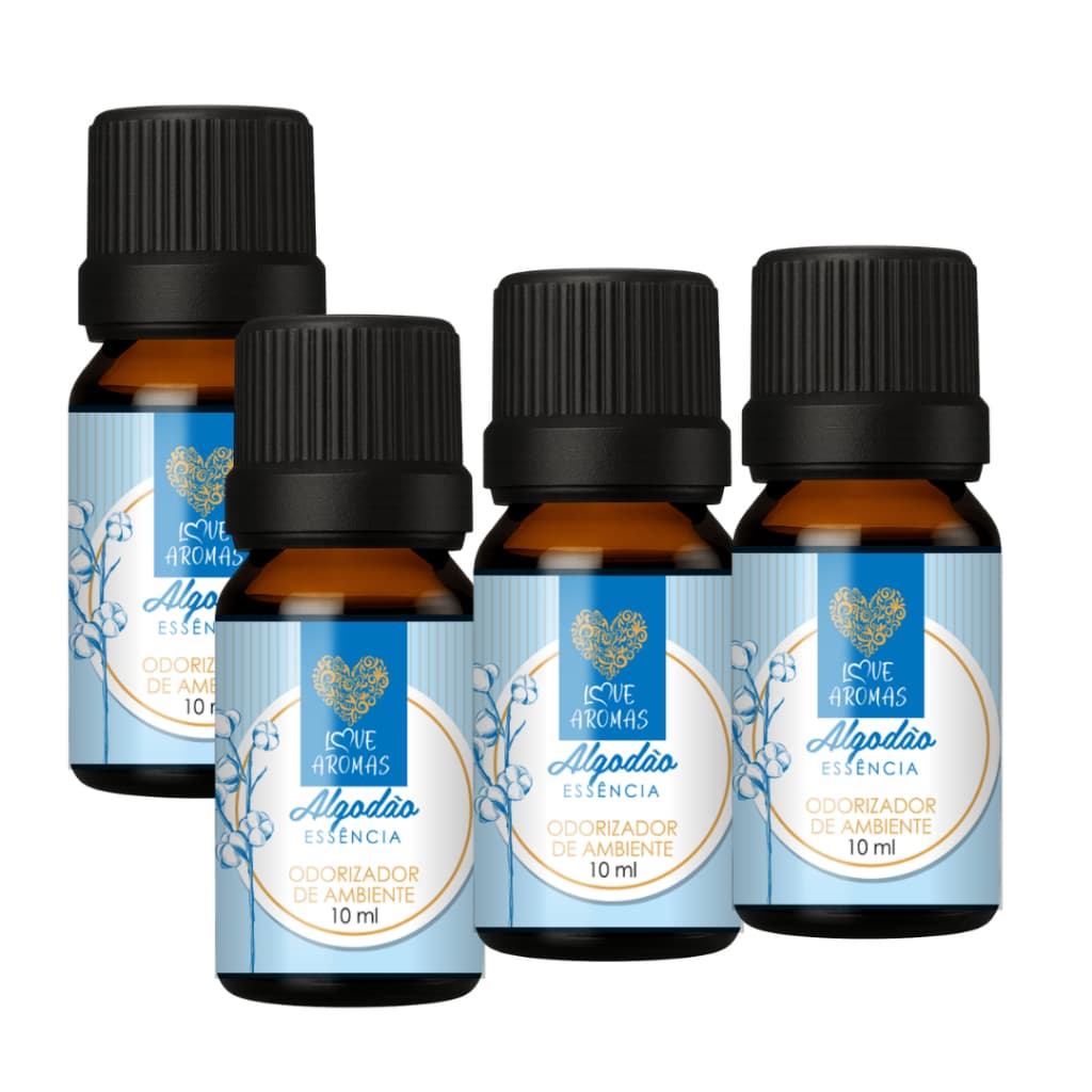 Kit 4 Essências 10ml a Base de Óleo Ideais para Aromatizador Difusor Elétrico, Velas e Sabonetes - ESCOLHA SEU AROMA!
