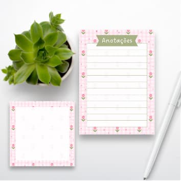 Kit bloco de notas 8x8 e bloco de notas 14x10 super fofo