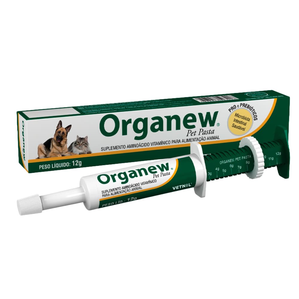 Organew Pet Pasta 12g VETNIL Suplemento Vitamínico prebiótico e probiótico contra diarréias