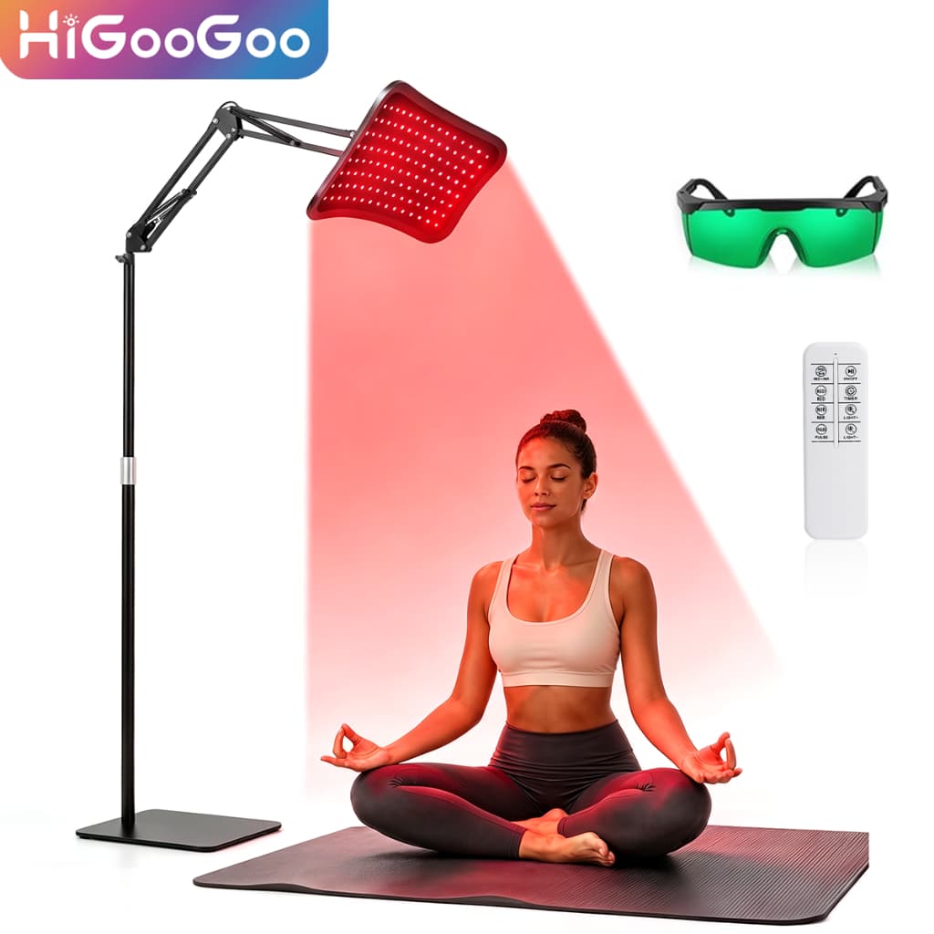 Luz Terapia LED Vermelha 660nm + Infravermelho 850nm Painel Fototerapia Pele Corpo Suporte Ajustável 360°