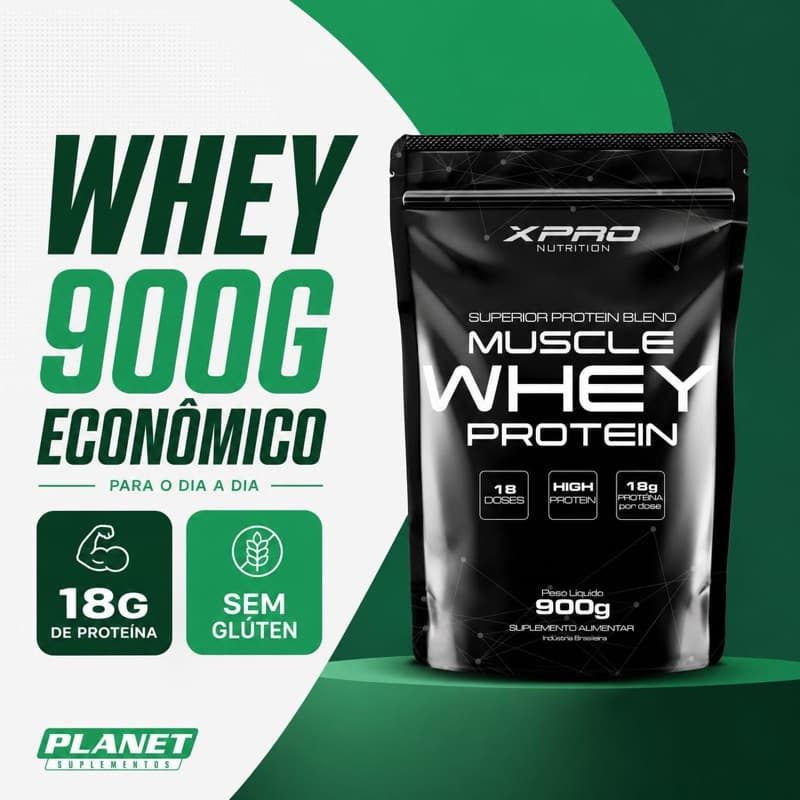 Whey Protein 900g Xpro Refil de Proteína Ganho de Massa Muscular  Rápido Absorção Economia