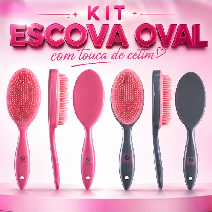 Escova Raquete Oval Premium ** SÓ ESCOVA ** Desembaraça os Fios Sem Quebrar Salão Beleza