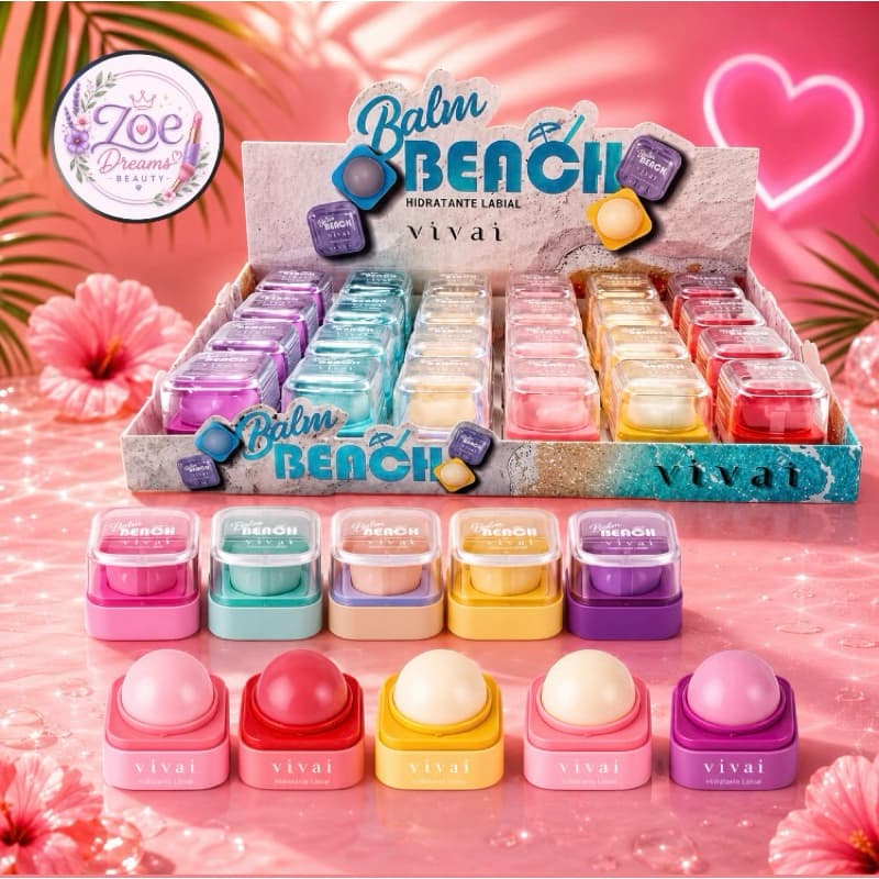 Box c/ 24 Hidratante Labial Balm Beach Vivai Atacado