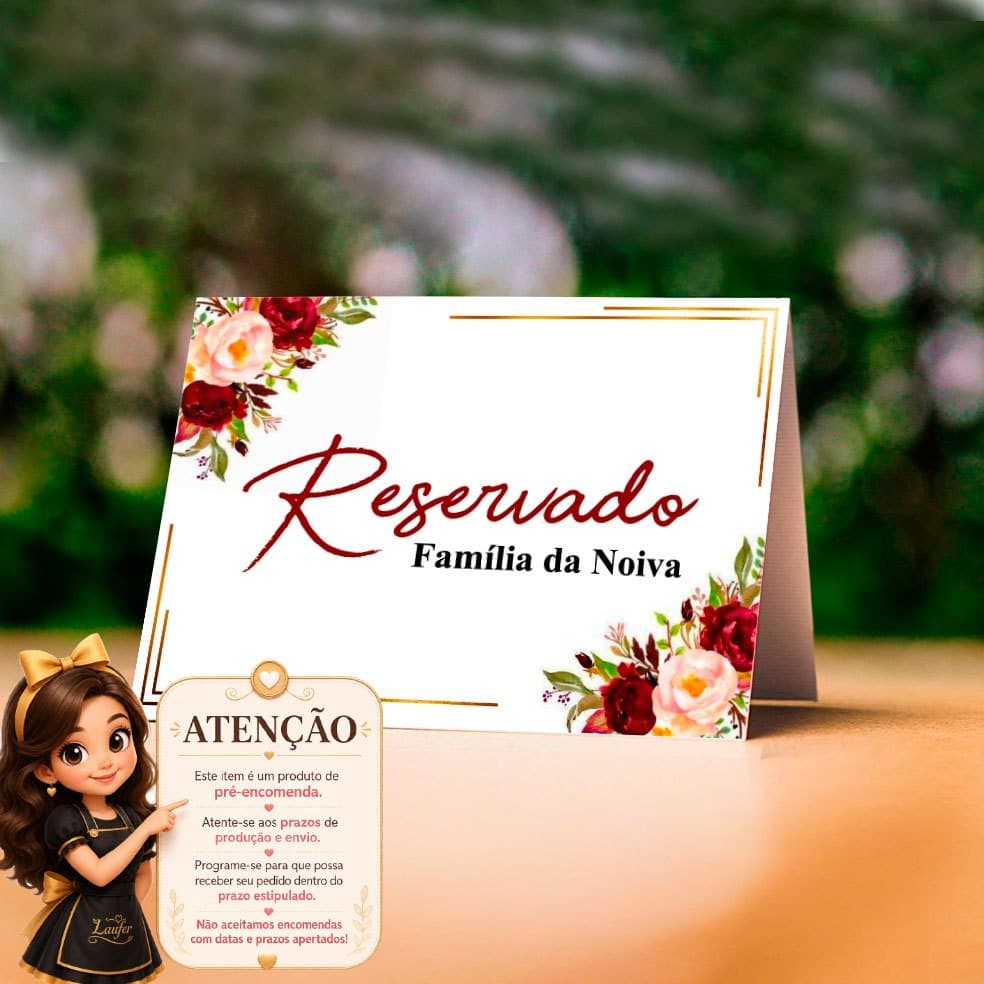 PLACAS PERSONALIZADAS para mesas de casamento - RESERVADO, NUMERAÇÃO E IDENTIFICAÇÃO DE ALIMENTOS