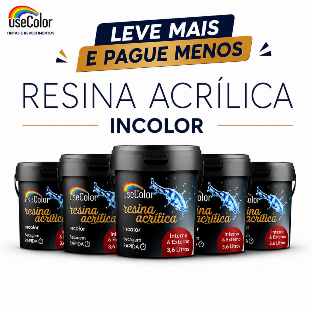Resina Acrílica 3,6L Incolor Brilhante E Fosco Base Água - Kit Com 2 Ou 5 Unidades