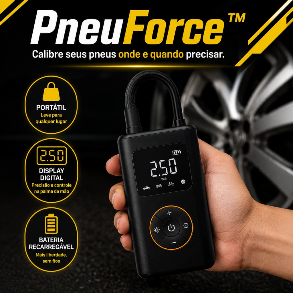 Compressor de Ar Portátil Digital Inflador de Pneu Recarregável Carro Moto Bicicleta Bola Display LCD