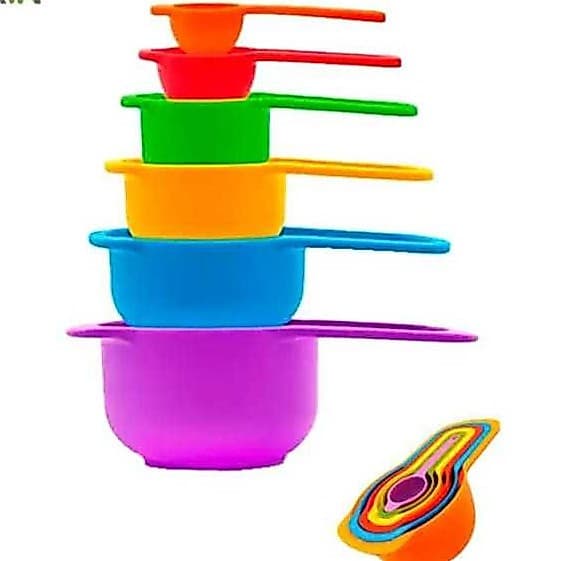 Kit 6 Peças Medidores de Cozinha Coloridos para Ingredientes e Receitas