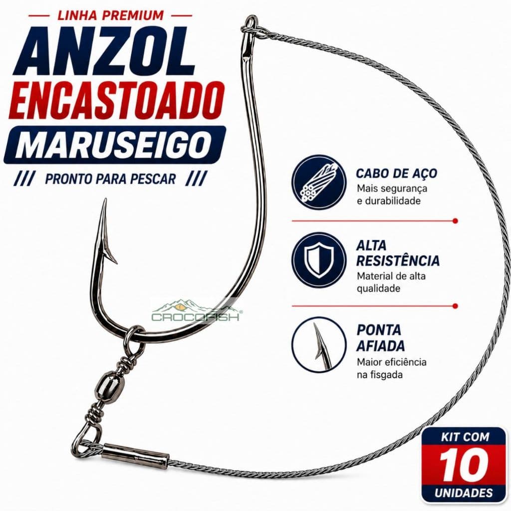 Cartela Anzol Encastoado Marine Maruseigo Níquel Cabo Flex 10unid