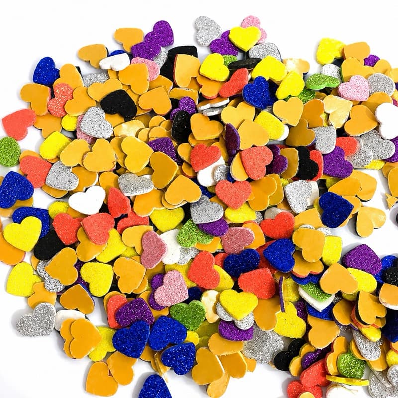 Corações EVA Glitter Auto Adesivo Cores Sortidas Para Laços Artesanato Scrapbook Kit 100 e 200 Unidades