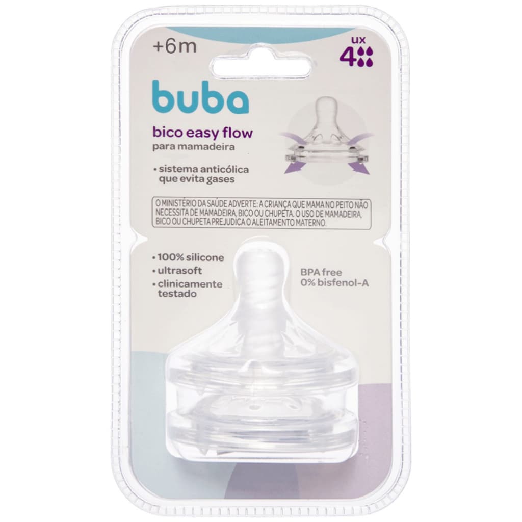 Bico para Mamadeira Easy Flow - Fluxo 04 -  bico mamadeira Buba - bico de mamadeira silicone - Buba