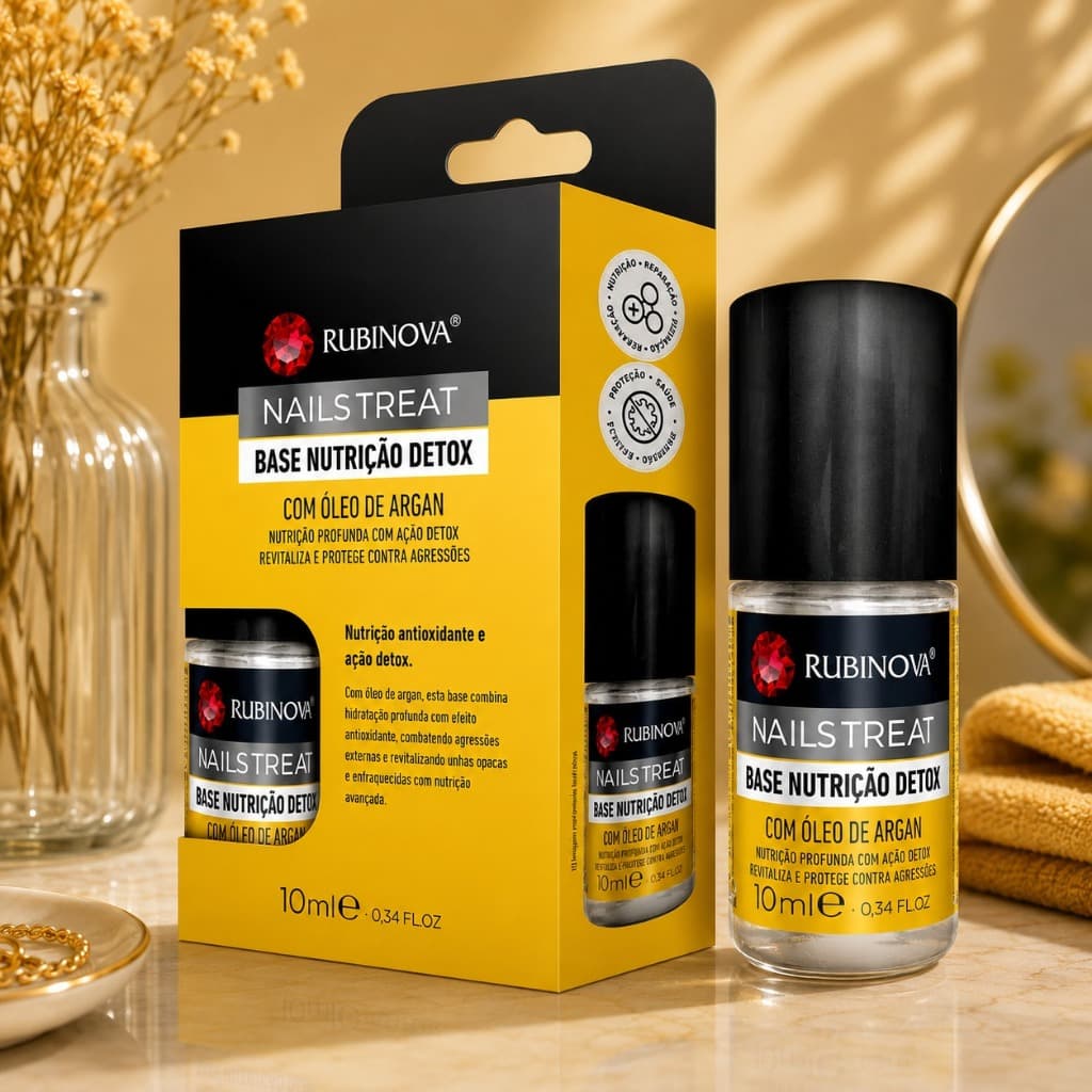 Base de Unha Nutrição Detox com Óleo de Argan RubiNova 10ml | Nails Treat