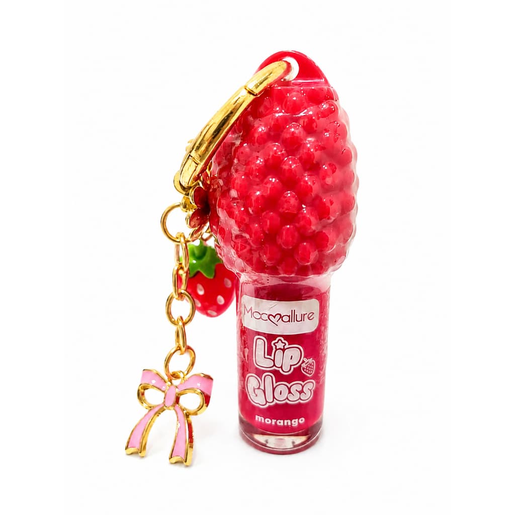 Gloss Labial de Morango com Chaveiro | Lip Gloss Hidratante Labial