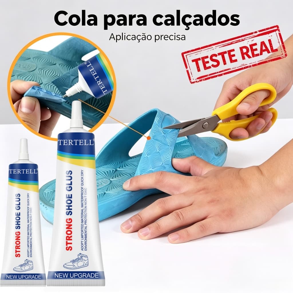 Cola Forte Transparente 60ml para Reparo de Sapatos e Tênis, Adesivo Flexível Ideal para Couro, Borracha e Plástico