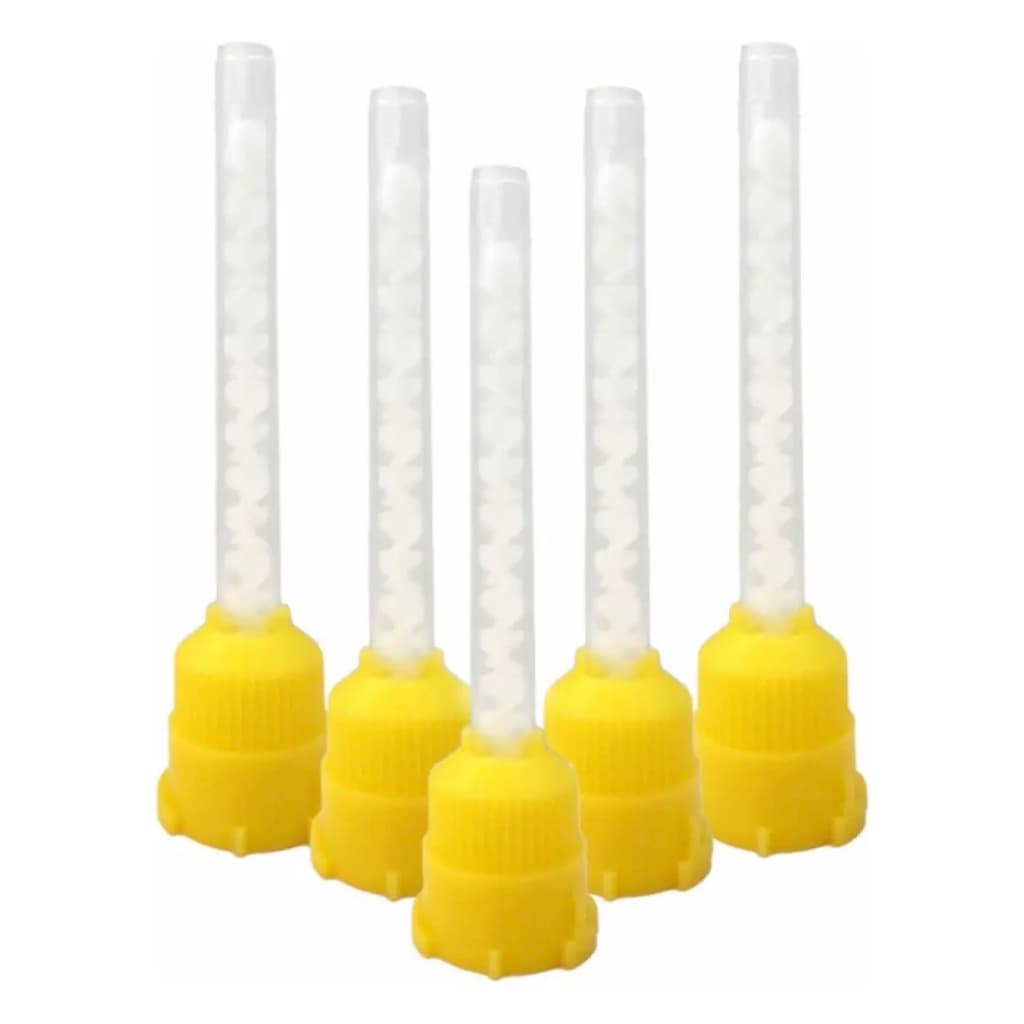 Kit 50 Pcs Pontas Misturadora Reta Amarela 1:1 Pct