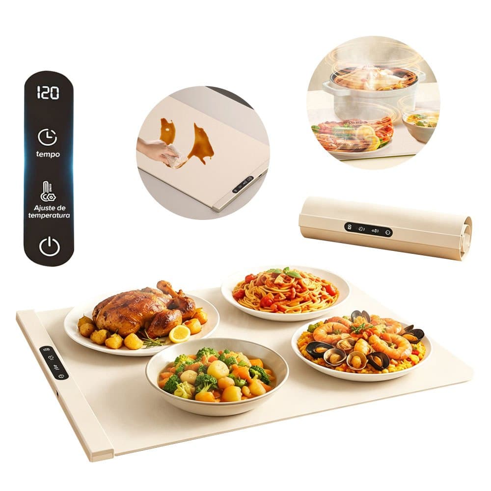 Bandeja Aquecedora de Alimentos Elétrica 220V 300W com Controle Touch, 6 Temperaturas e Timer 6h