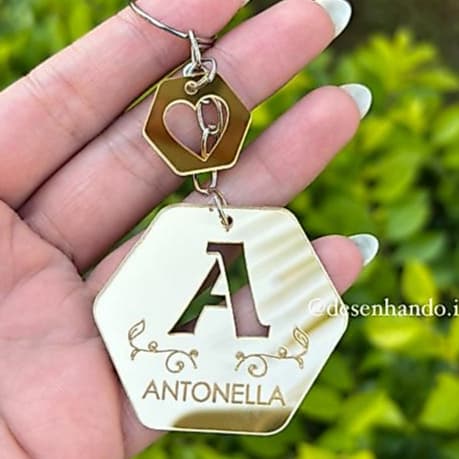 Chaveiro Personalizado Lembrancinha - Coleção Iniciais - Brindes Festas - em Acrílico Personalizável