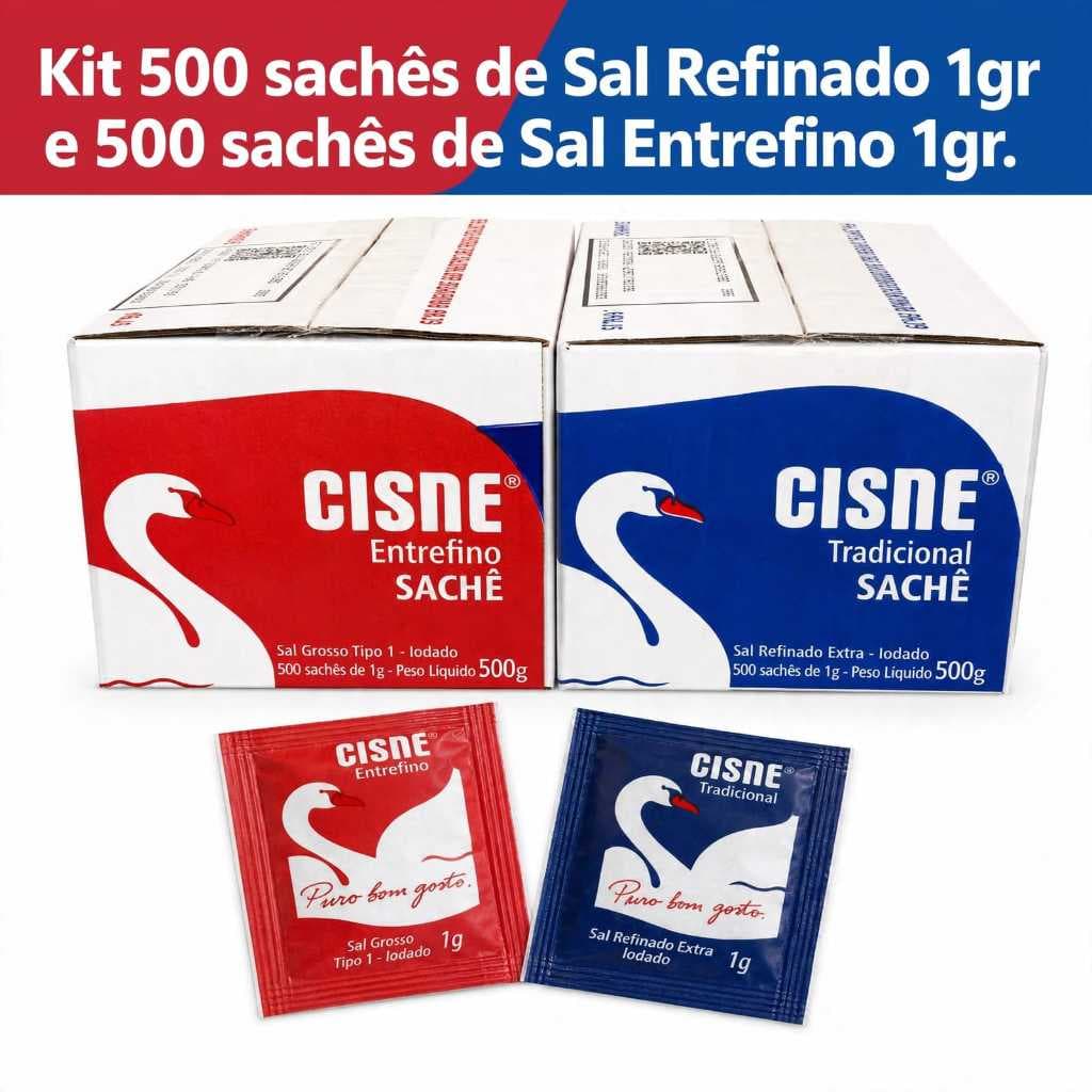 Kit Sal Cisne Sachê Entrefino Parrilha e Sache Refinado 1000un de 1gr