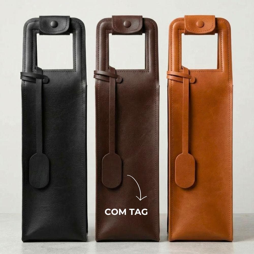 Bolsa Wine Bag Porta Vinho Couro Sintético Presente Luxo Interior Aveludado