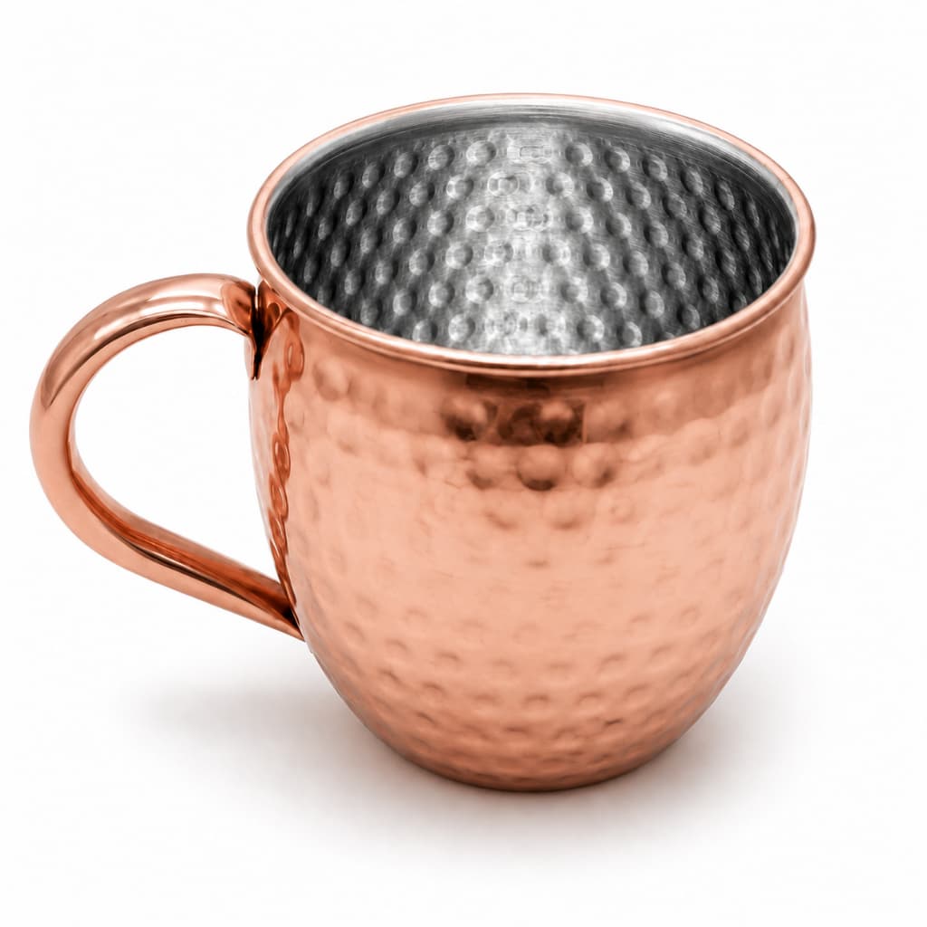 Caneca Moscow Mule 580ml Gold Rose Aço Inox Martelada Drink Bares Festas