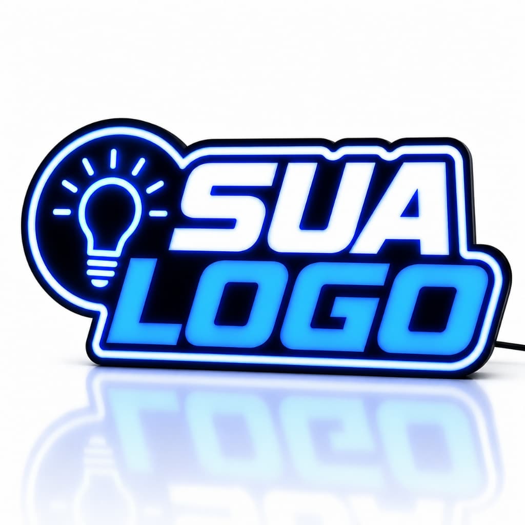 Luminária LED Personalizada com Logo | Light Box 3D para Empresas, Lojas e Escritórios