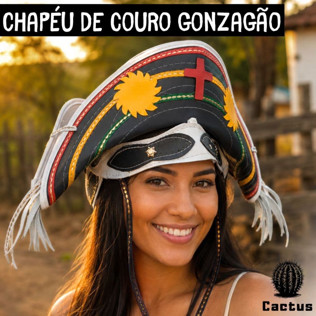 Chapéu de Couro Legítimo Nordestino Gonzagão cangaceiro Carnaval Lampião São João Festa Junina